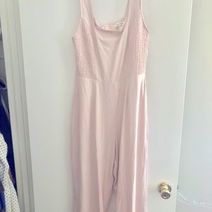 Blush pink linen jumpsuit
